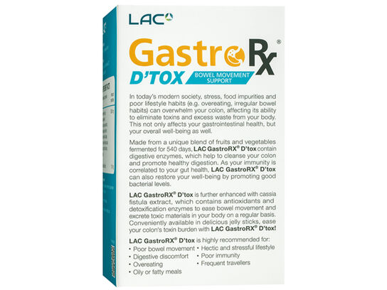 LAC GastroRX® D'tox - Bowel Movement Support (15g x 30 jelly sticks)