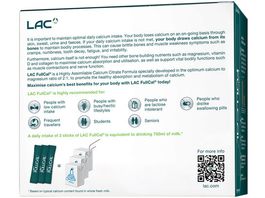 LAC FullCal® FullCal® - Highly Assimilable Calcium Citrate Formula (3g x 60 powder sticks)