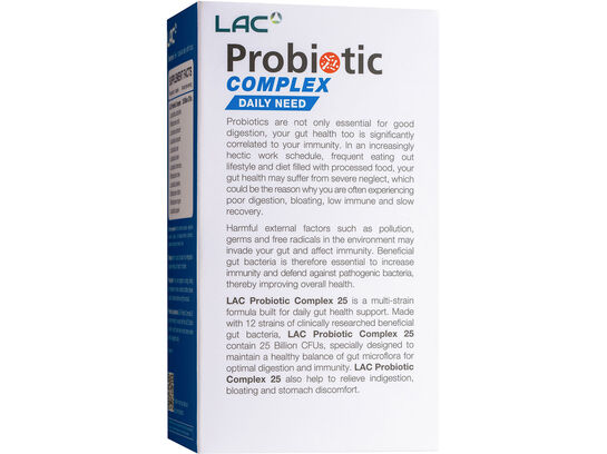 LAC Probiotic COMPLEX 25 Billion CFU 30 Vegetarian Capsules