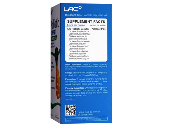  LAC Probiotic Complex 75 Billion 30 vegetarian capsules