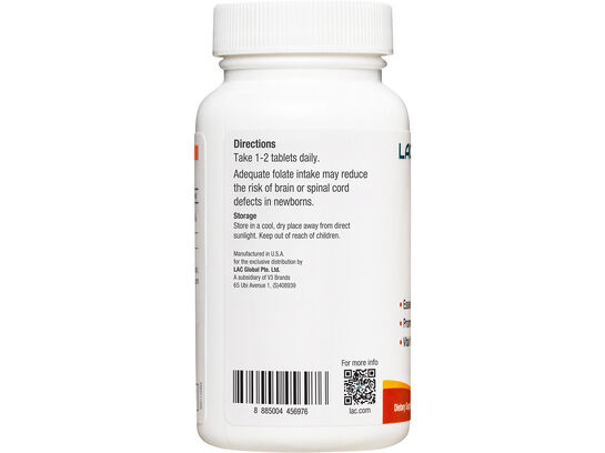LAC Vitamins Folic Acid 400mcg (100 tablets)