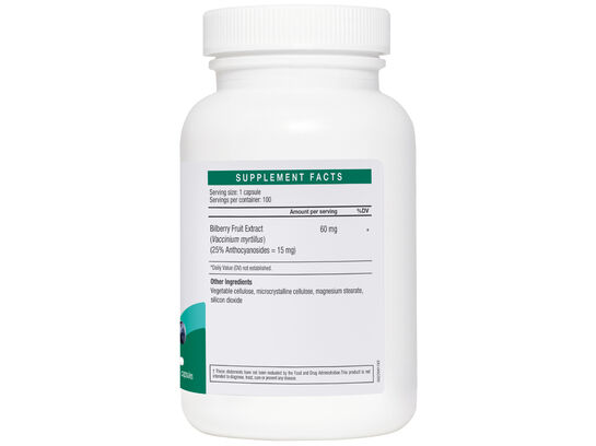 LAC Bilberry Extract 60mg 100 vegetarian capsules