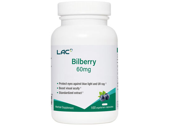 LAC Bilberry Extract 60mg 100 vegetarian capsules