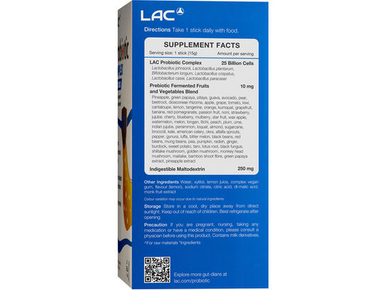 LAC Probiotic Probiotic Complex 25 Billion Cells - Daily Support (15g x 30 jelly sticks)