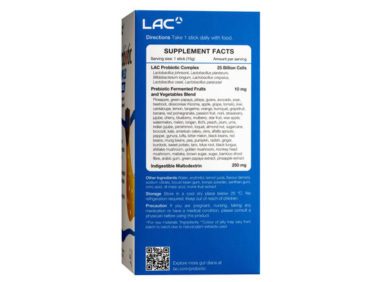 LAC Probiotic Probiotic Complex 25 Billion Cells - Daily Support (15g x 30 jelly sticks)