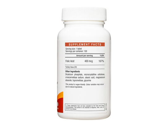 LAC Vitamins Folic Acid 400mcg (100 tablets)