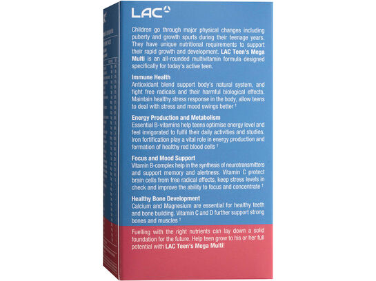 LAC MULTI Teen's MEGA MULTI (180 caplets)