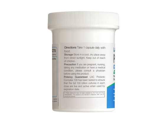  LAC Probiotic Complex 100 Billion Extra Strength 30 vegetarian capsules