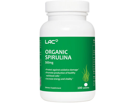 LAC Organic Spirulina 500mg 100 Vegetarian Tablets