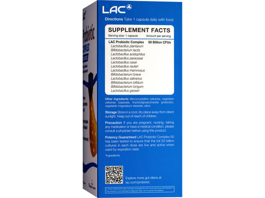 LAC Probiotic Complex 50 Billion 30 vegetarian capsules