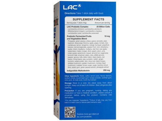 LAC Probiotic Probiotic Complex 25 Billion Cells - Daily Support (15g x 30 jelly sticks)