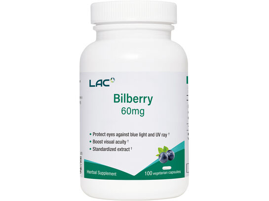 LAC Bilberry Extract 60mg 100 vegetarian capsules
