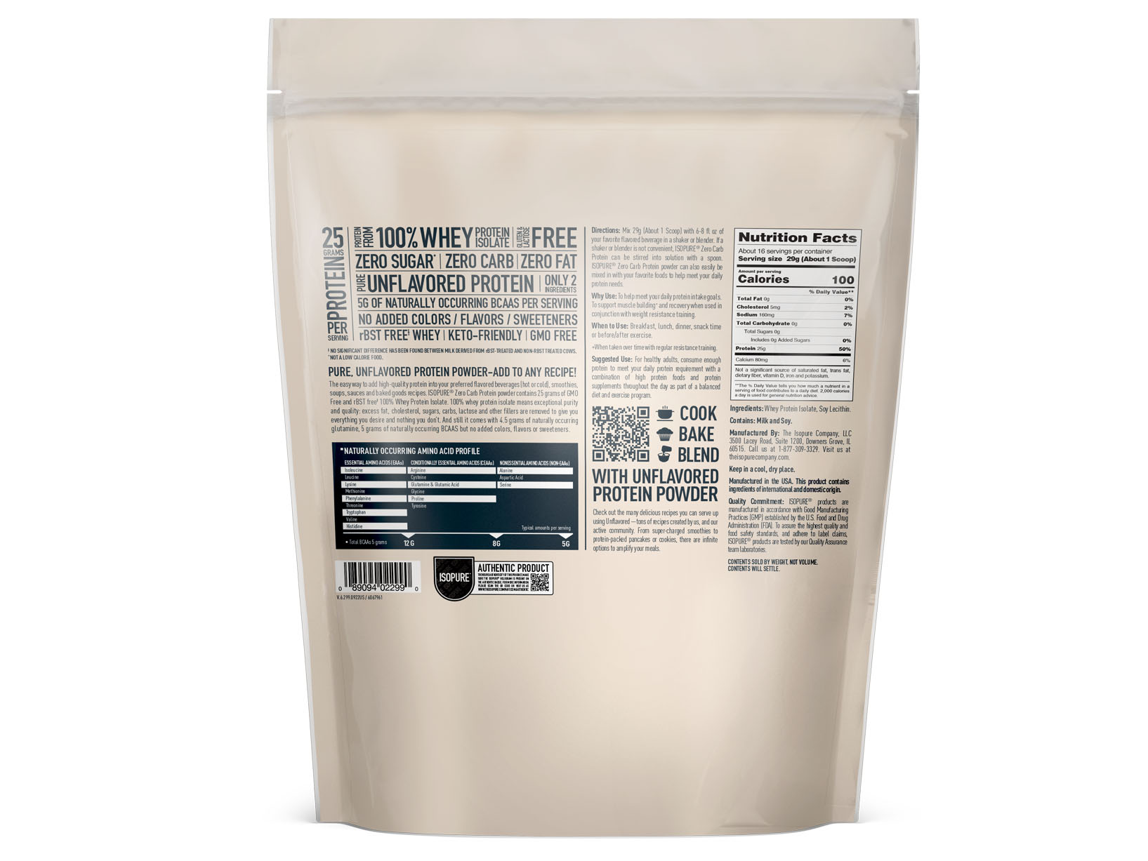  ISOPURE® Whey Protein Isolate Unflavored (1lb)