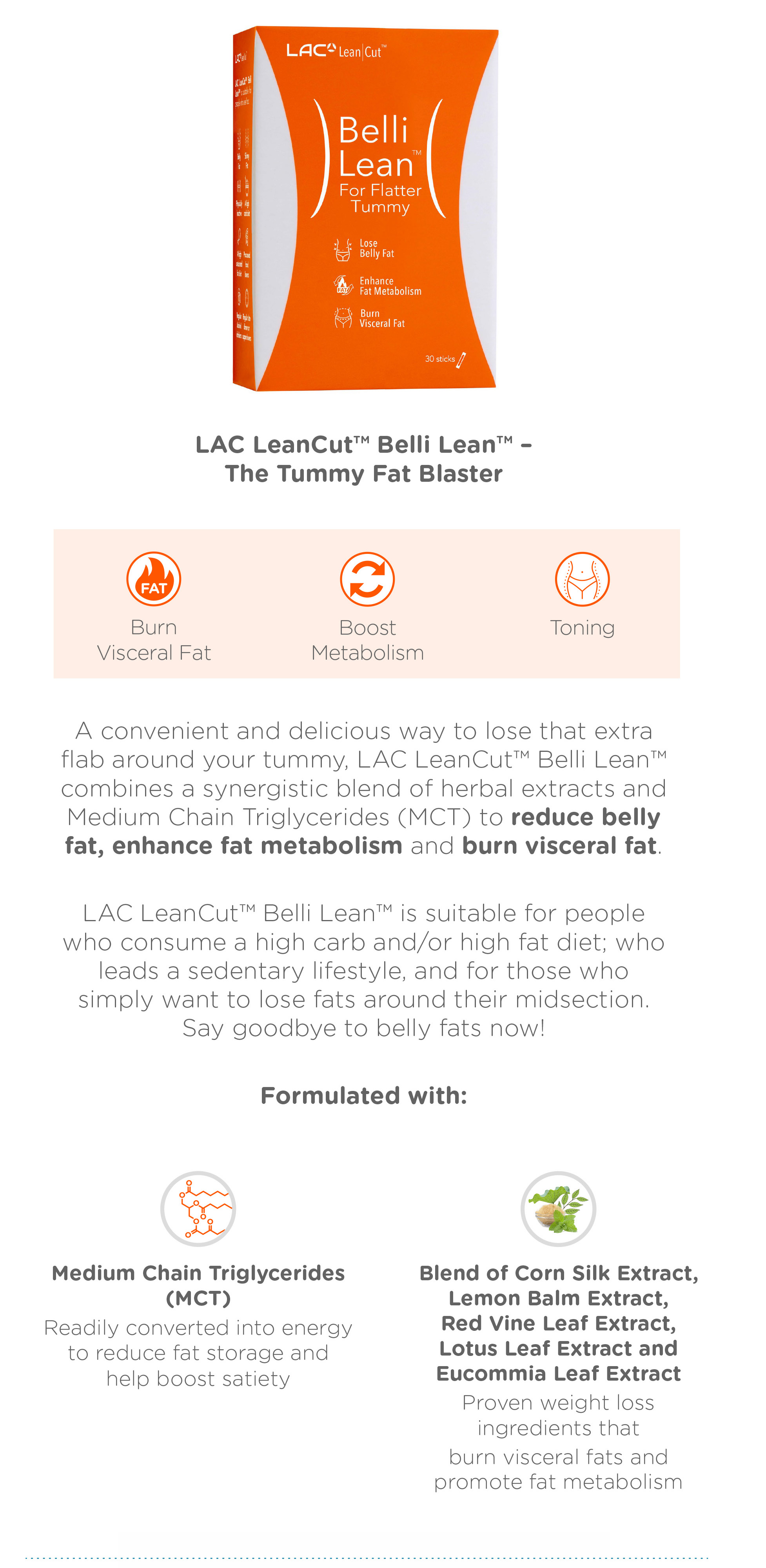 LAC Lean Cut Belli Lean For Flatter Tummy 30 Sticks LAC Lean Cut Belli Lean For Flatter Tummy 30 Sticks