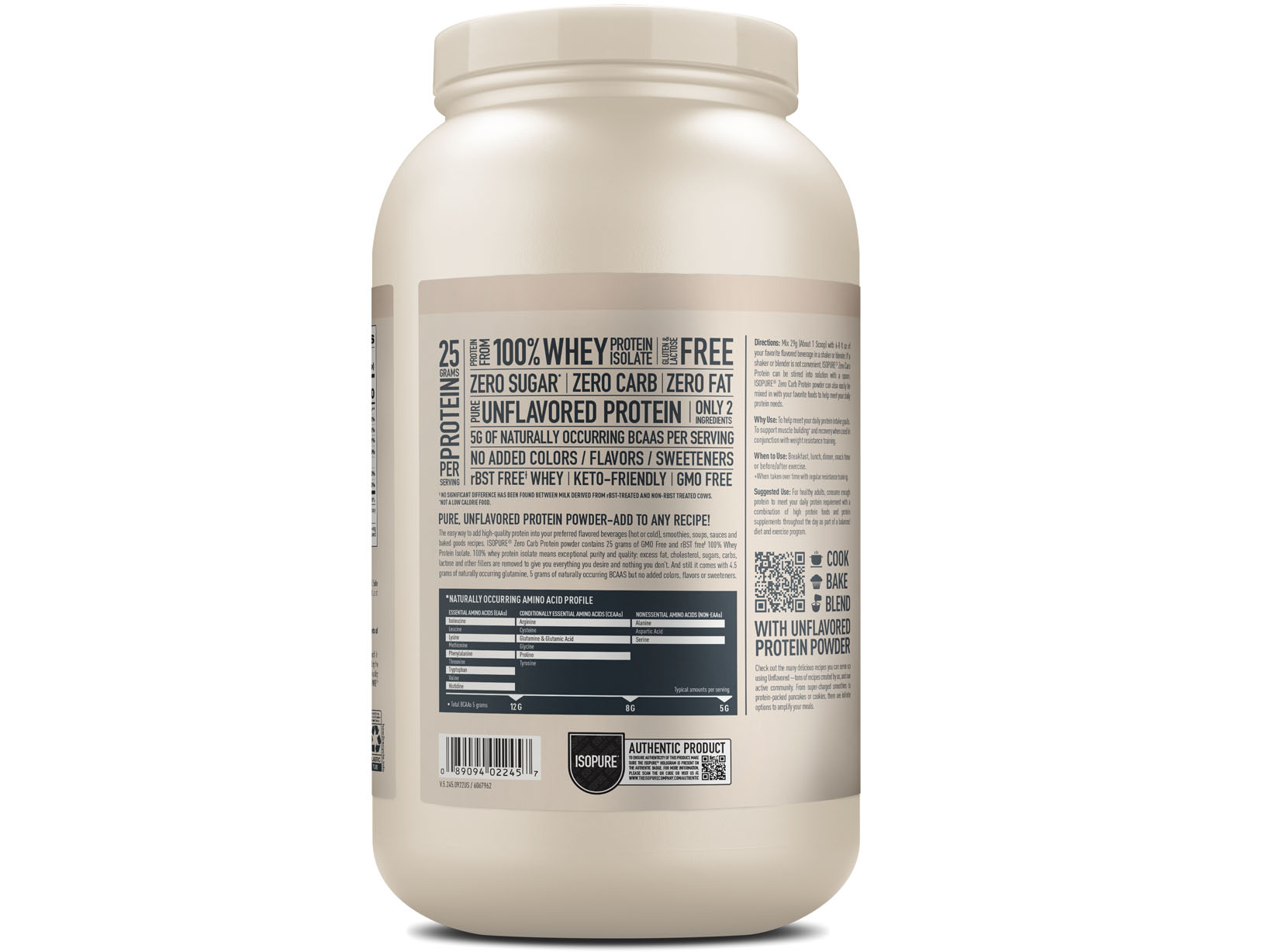  Isopure® Whey Protein Isolate Unflavoured (3 lbs)