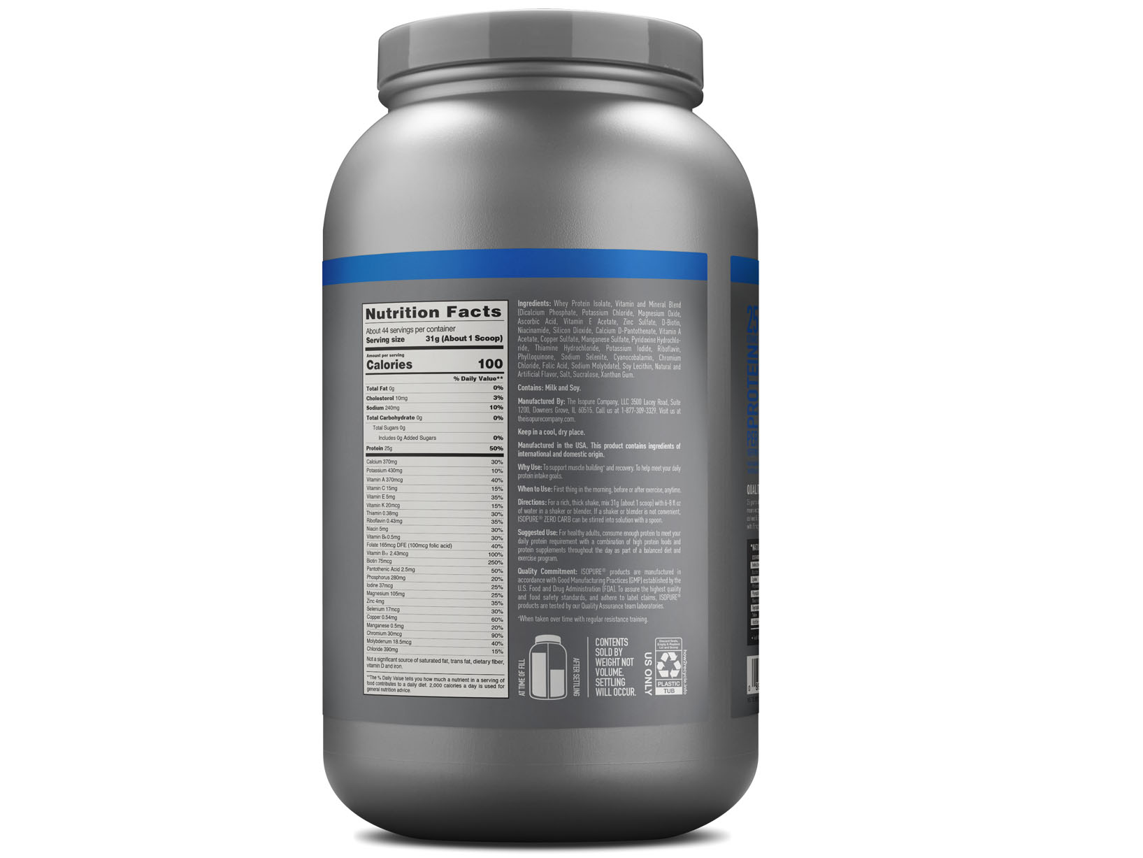 Isopure® Zero Carb Creamy Vanilla (3lbs)